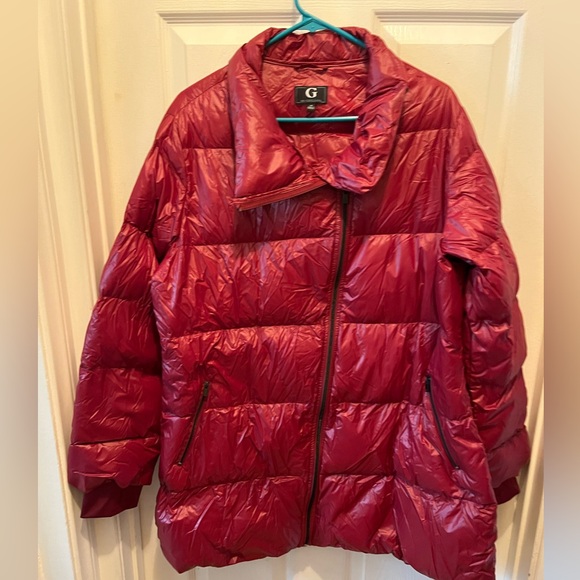 G by Giuliana Burgundy Down Puff Coat, Sz 1X - Picture 2 of 10